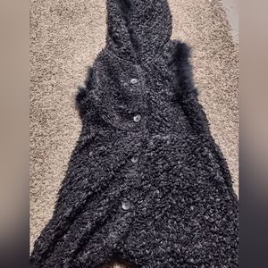 Dolce Cabo furry vest dress length with hood